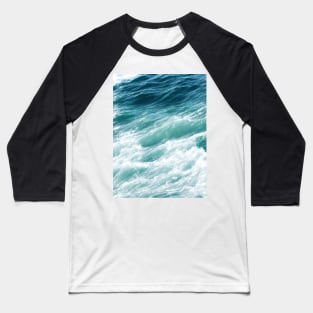 Tuquoise Blue Ocean Waves Baseball T-Shirt